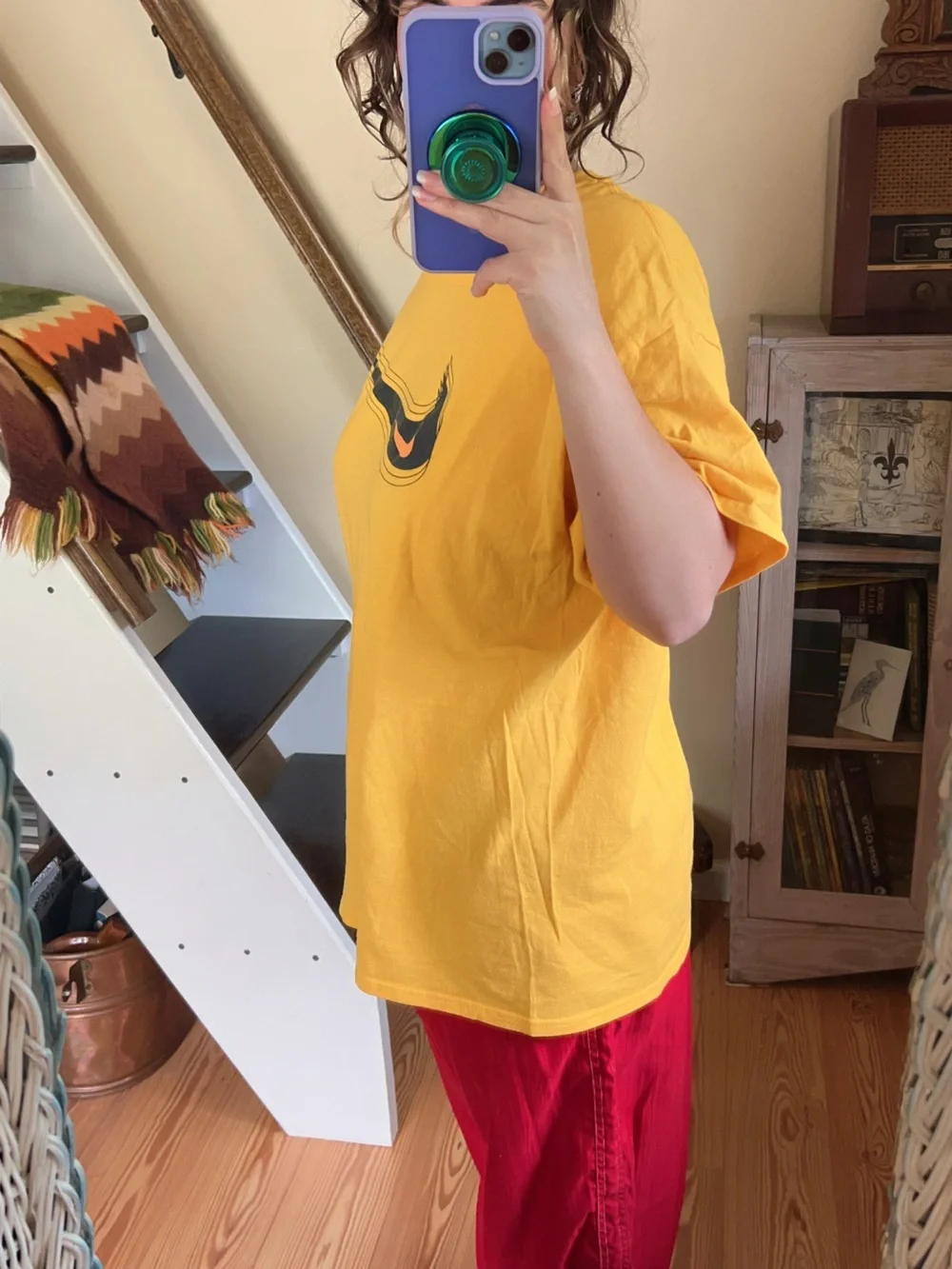 Nike Swoosh Oversized Tee Shirt Yellow Black Baggy Unisex Sporty Streetwear XL